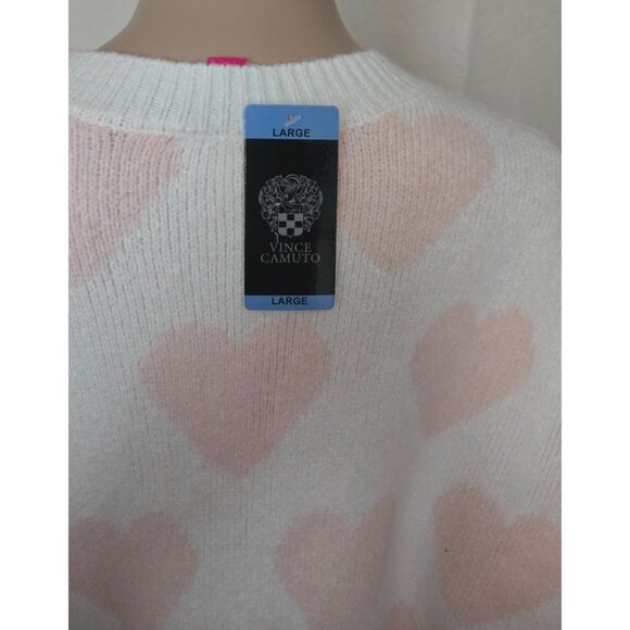 Vince Camuto Relaxed Fit Cozy Crewneck Heart Sweater Size L - Picture 3 of 6